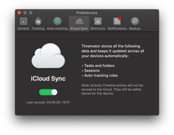 Timemator 2 | iCloud Sync Guide