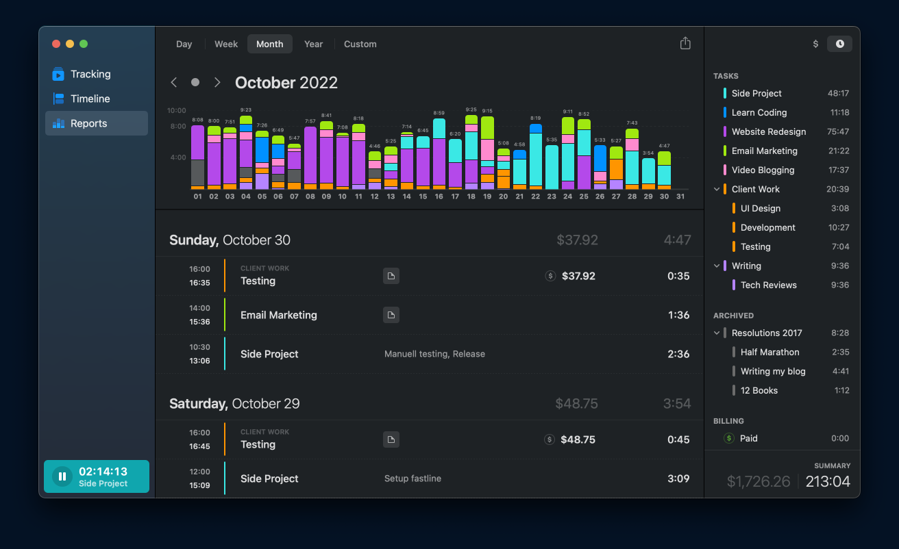 Timemator time tracking software